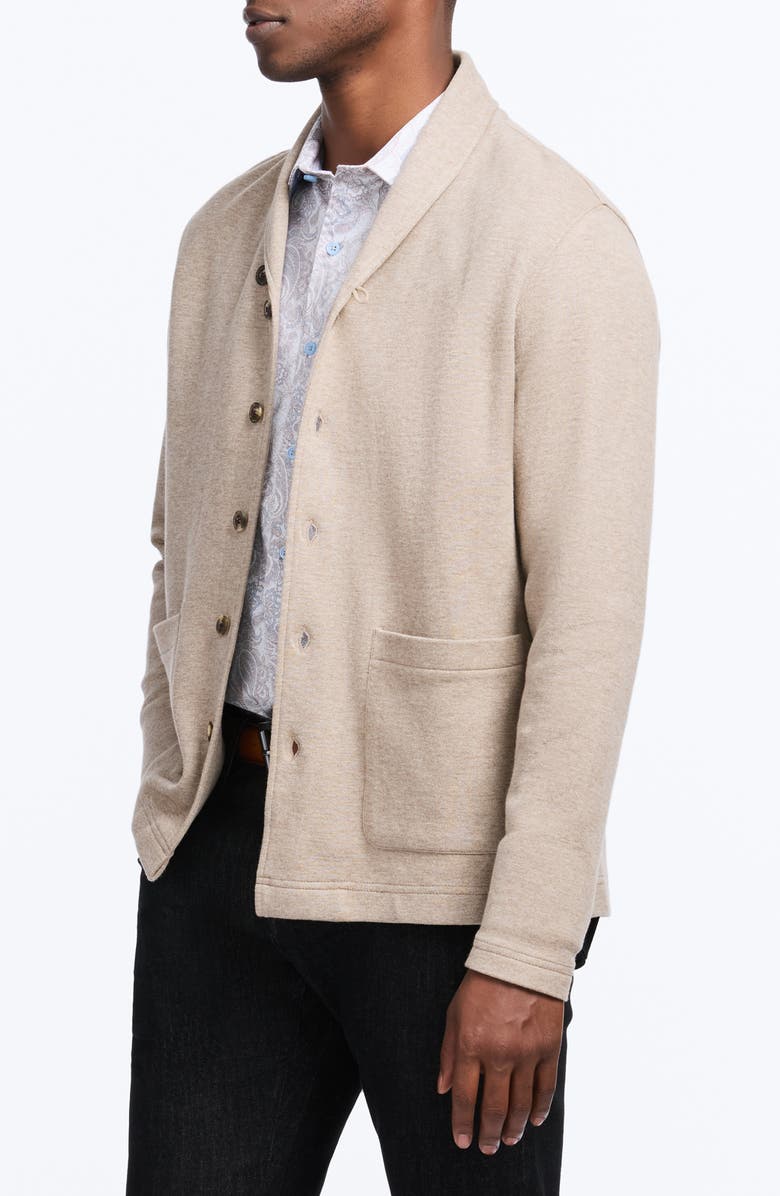 Robert Graham Adriano Shawl Collar Cotton Cardigan, Alternate, color, Tan