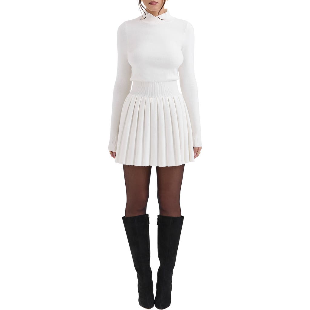House Of Cb Willow Mock Neck Long Sleeve Mini Sweater Dress In White | ModeSens House Of Cb Willow Mock Neck Long Sleeve Mini Sweater Dress In White | ModeSens