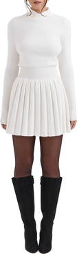 HOUSE OF CB Willow Mock Neck Long Sleeve Mini Sweater Dress