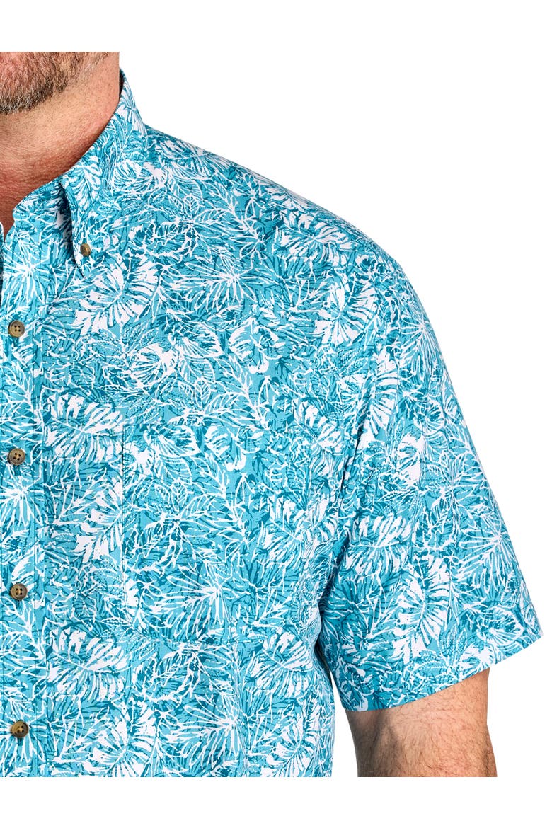 Big & Tall Easy-Care Leaf Print Sport Shirt V3, Alternate, color, BLUE MULTI