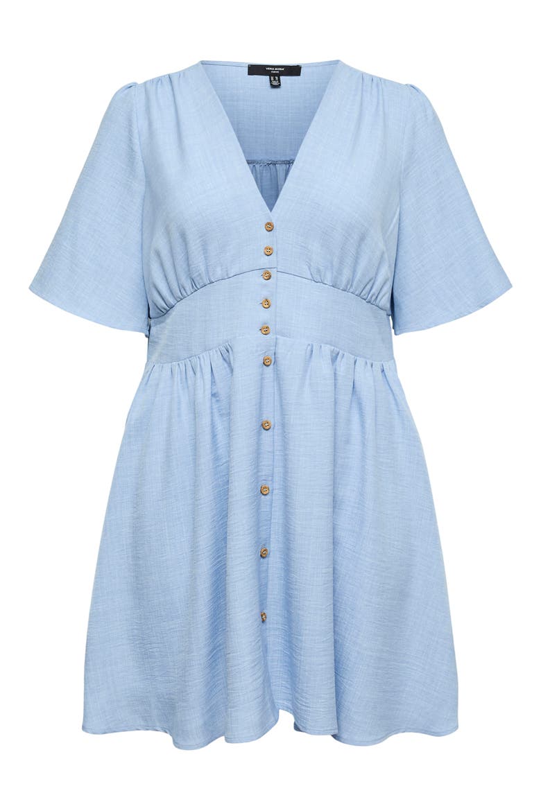 Short Sleeve Button Front Chambray Dress, Alternate, color, CHAMBRAY BLUE MELANGE