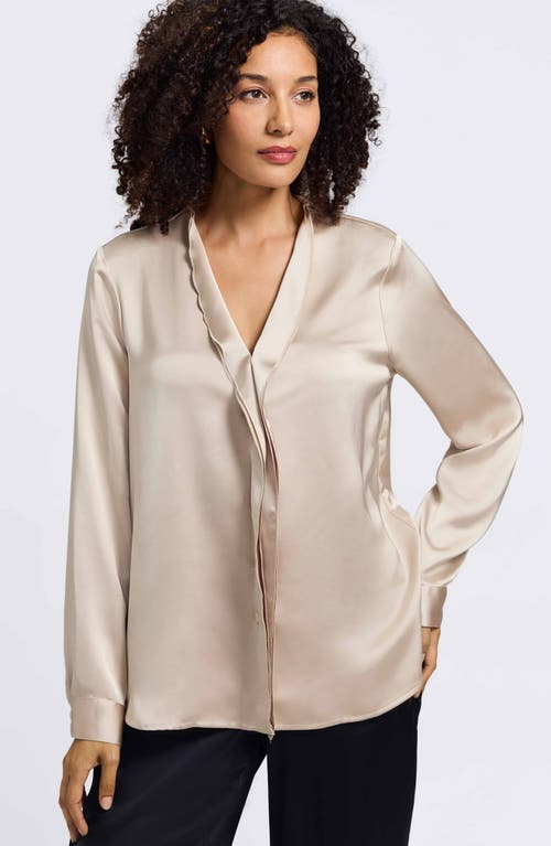 Foxcroft Rosale Ruffle Placket Button-up Shirt In Neutral
