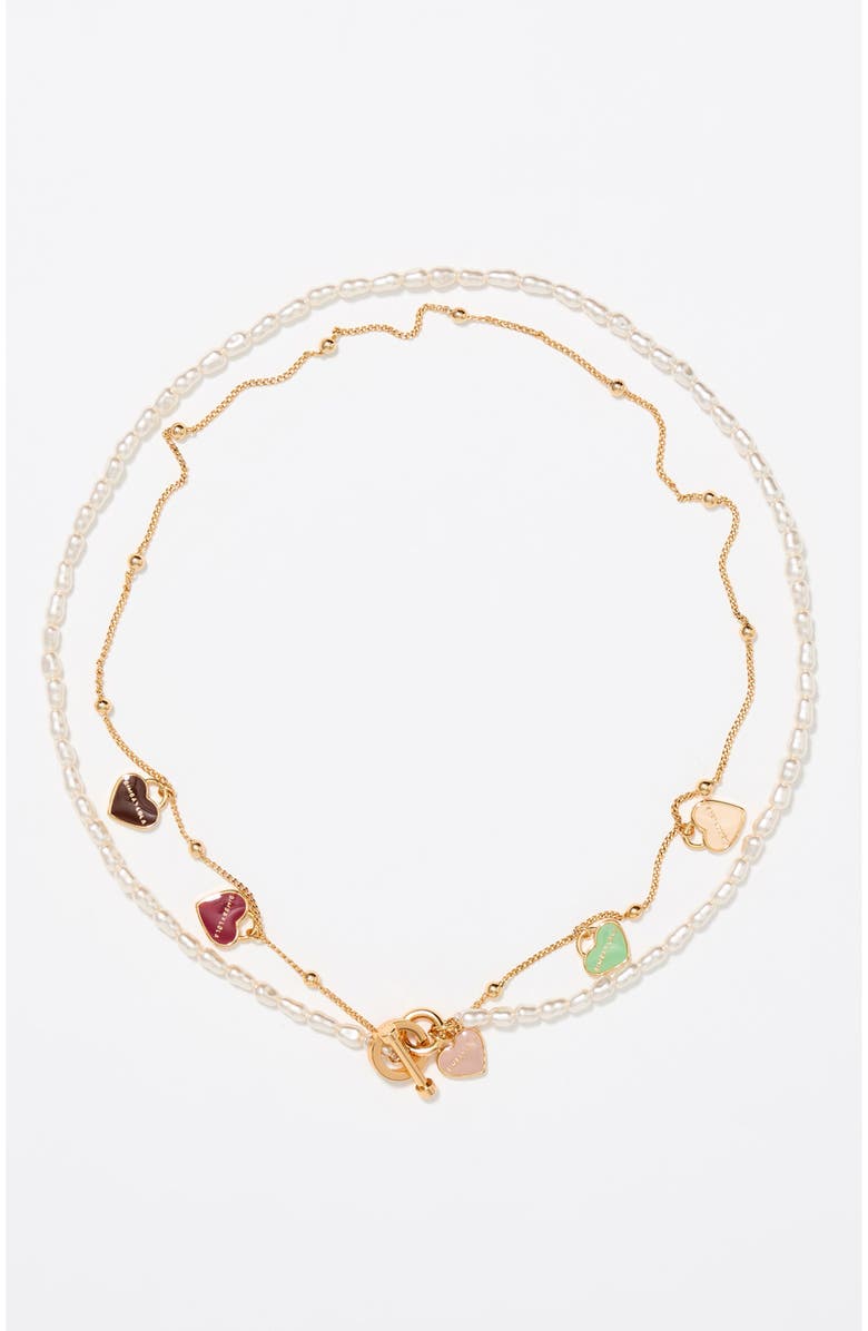 Bimba y Lola Chain Heart Logo Double-Layer Necklace, Main, color, 