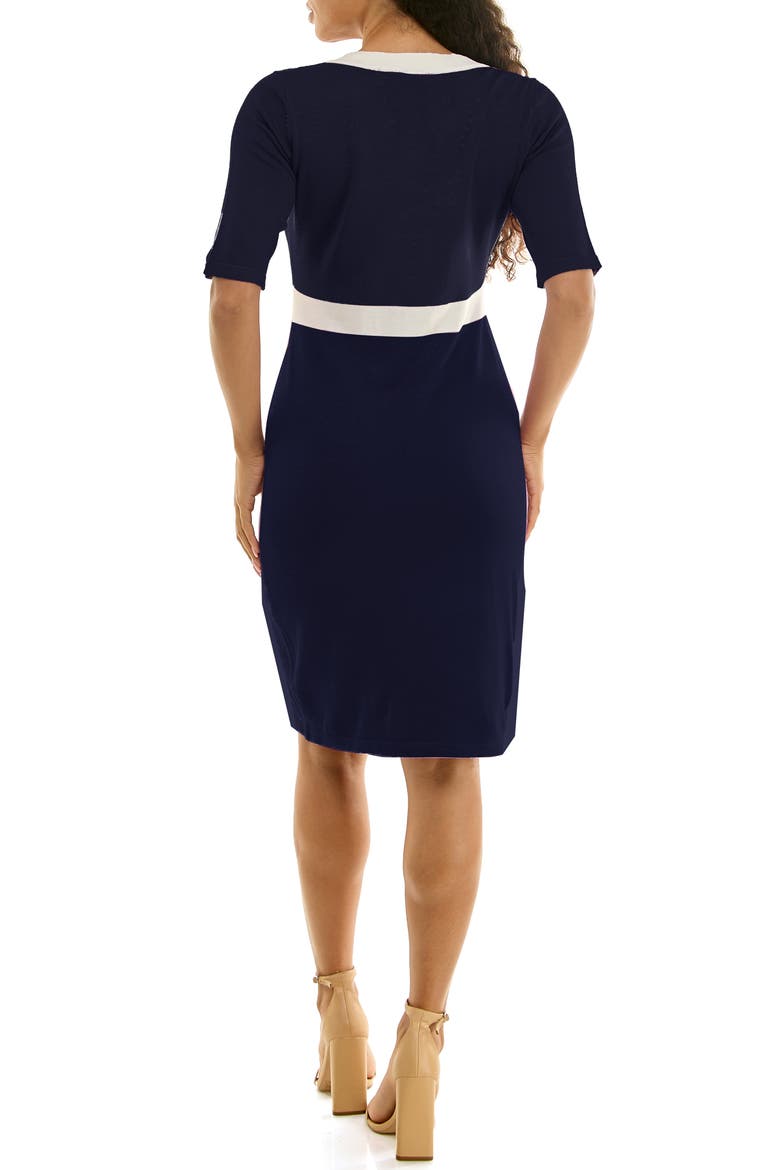 Colorblock Square Neck Sweater Dress, Alternate, color, NAVY/ IVORY
