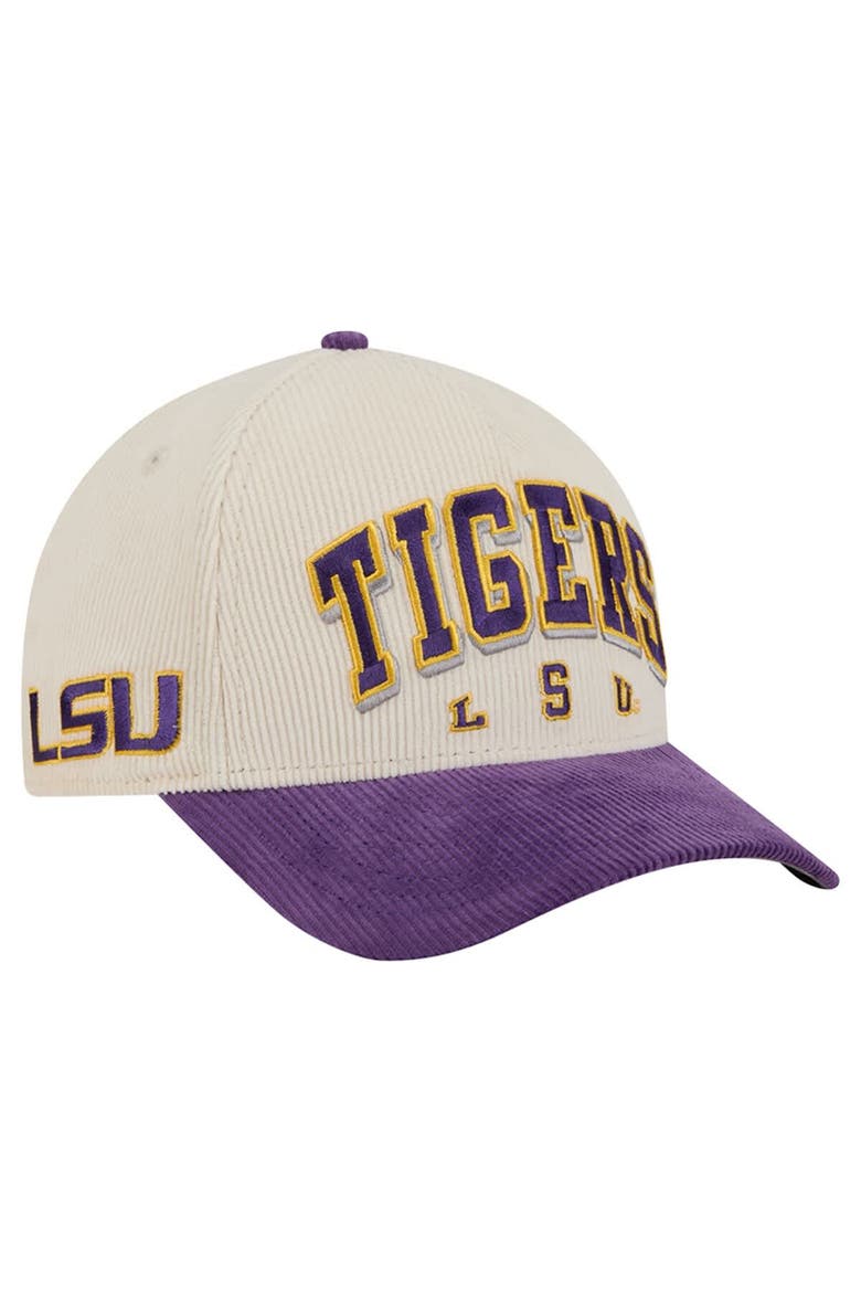 Men's New Era Purple/Cream LSU Tigers Arch Two-Tone Corduroy 9FORTY A-Frame Adjustable Hat, Alternate, color, Purple