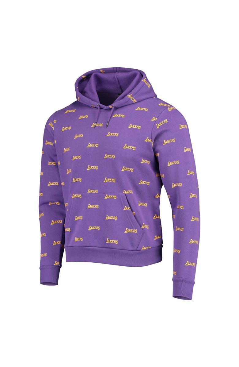 THE WILD COLLECTIVE Unisex The Wild Collective Purple Los Angeles Lakers Allover Logo Pullover Hoodie, Alternate, color, Purple