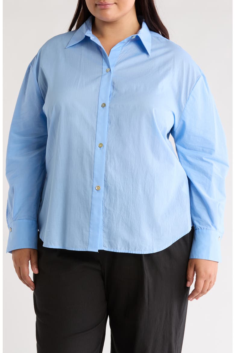 Sculpted Voile Button-Up Shirt, Main, color, CERULEAN
