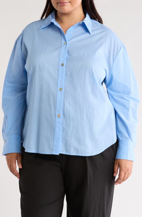 Sculpted Voile Button-Up Shirt (Plus)
