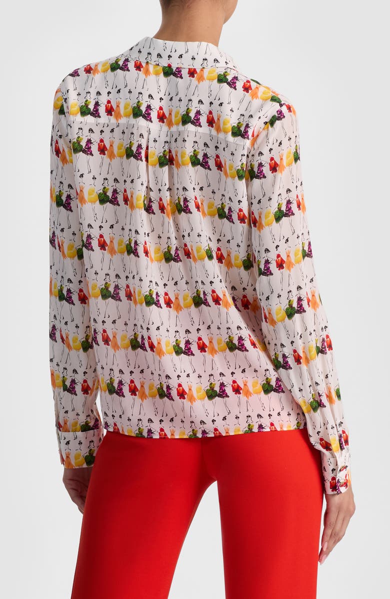 Alice + Olivia Willa Staceface Silk Shirt, Alternate, color, Womens Day