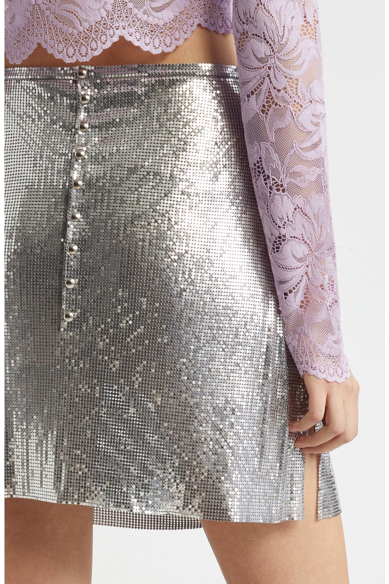 Metallic Mesh Miniskirt, Alternate, color, SILVER