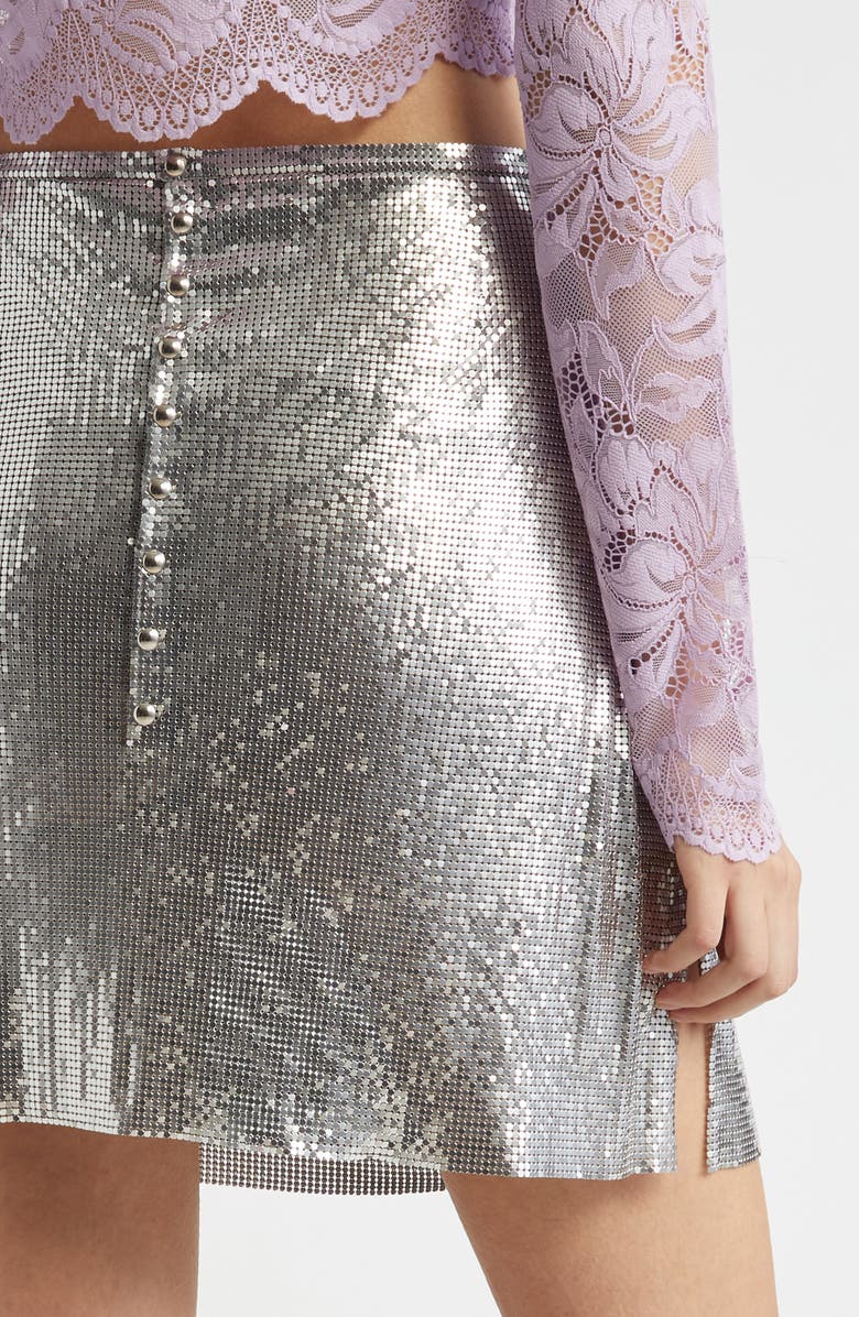 Rabanne Metallic Mesh Miniskirt, Alternate, color, Silver
