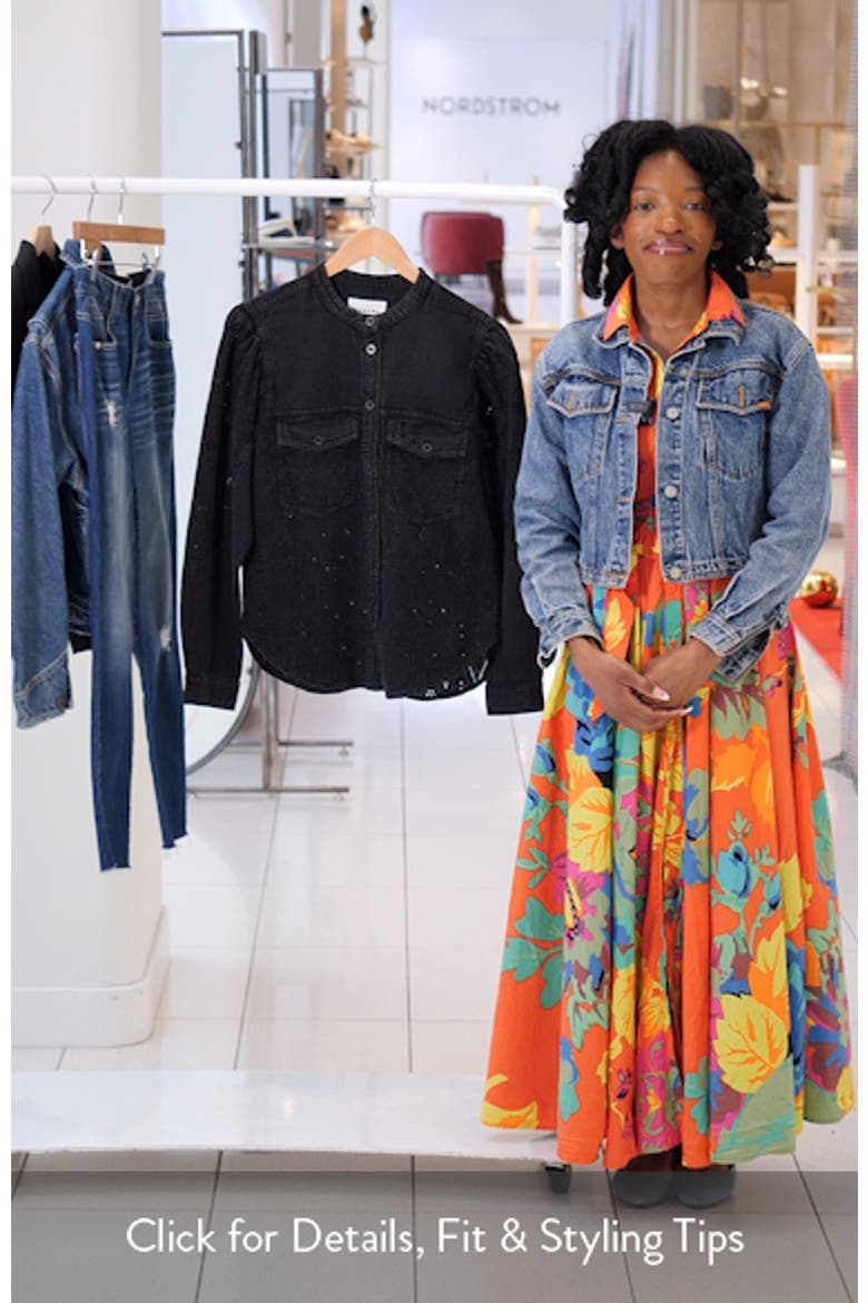 Kaina Embroidered Eyelet Denim Button-Up Shirt video