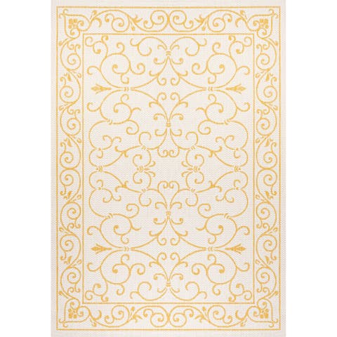 Charleston Vintage Filigree Textured Weave Indoor/Outdoor Area Rug