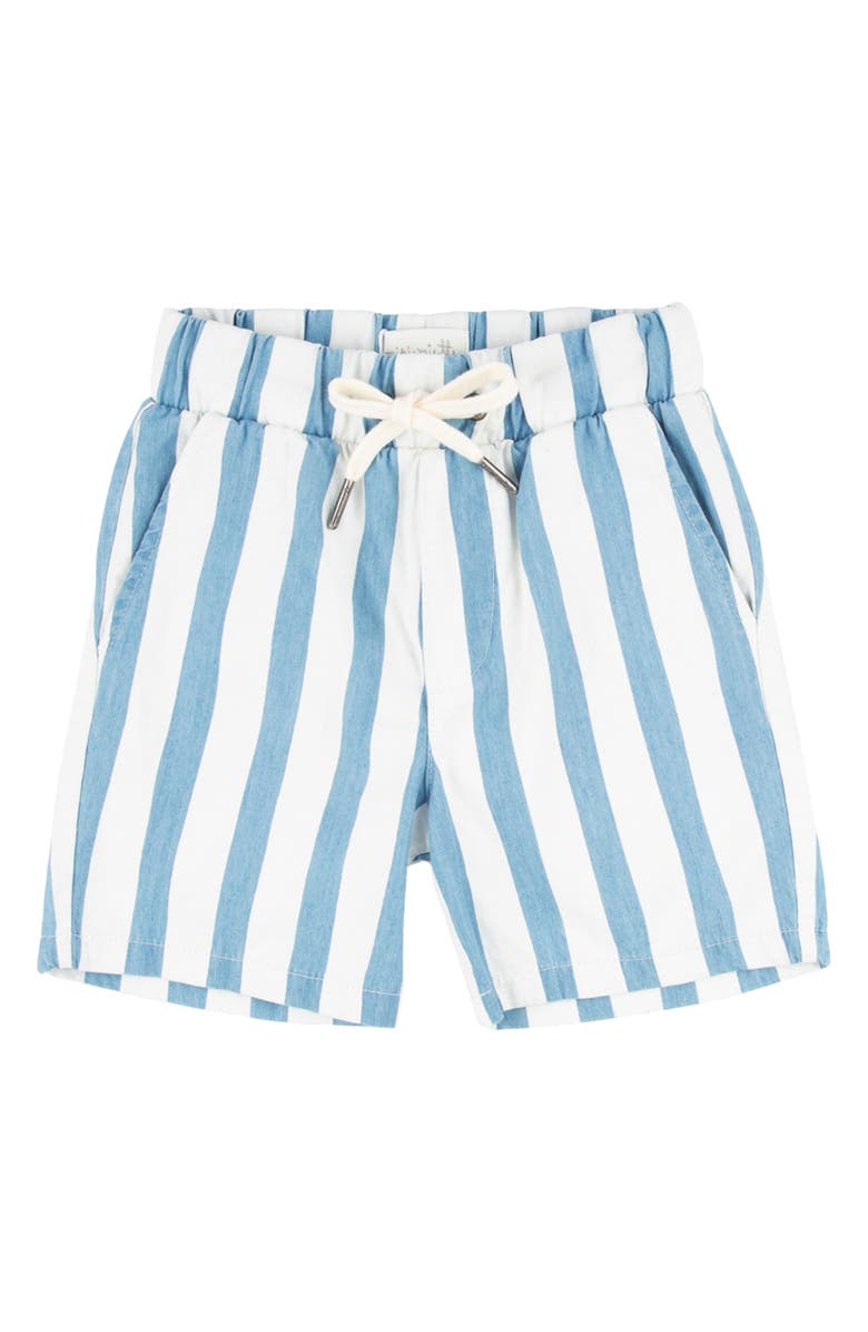 Miki Miette Kids' Logan Stripe Cotton Drawstring Waist Shorts, Main, color, 