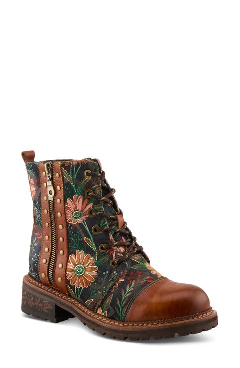 Cordea Floral Lace-Up Boot (Women)