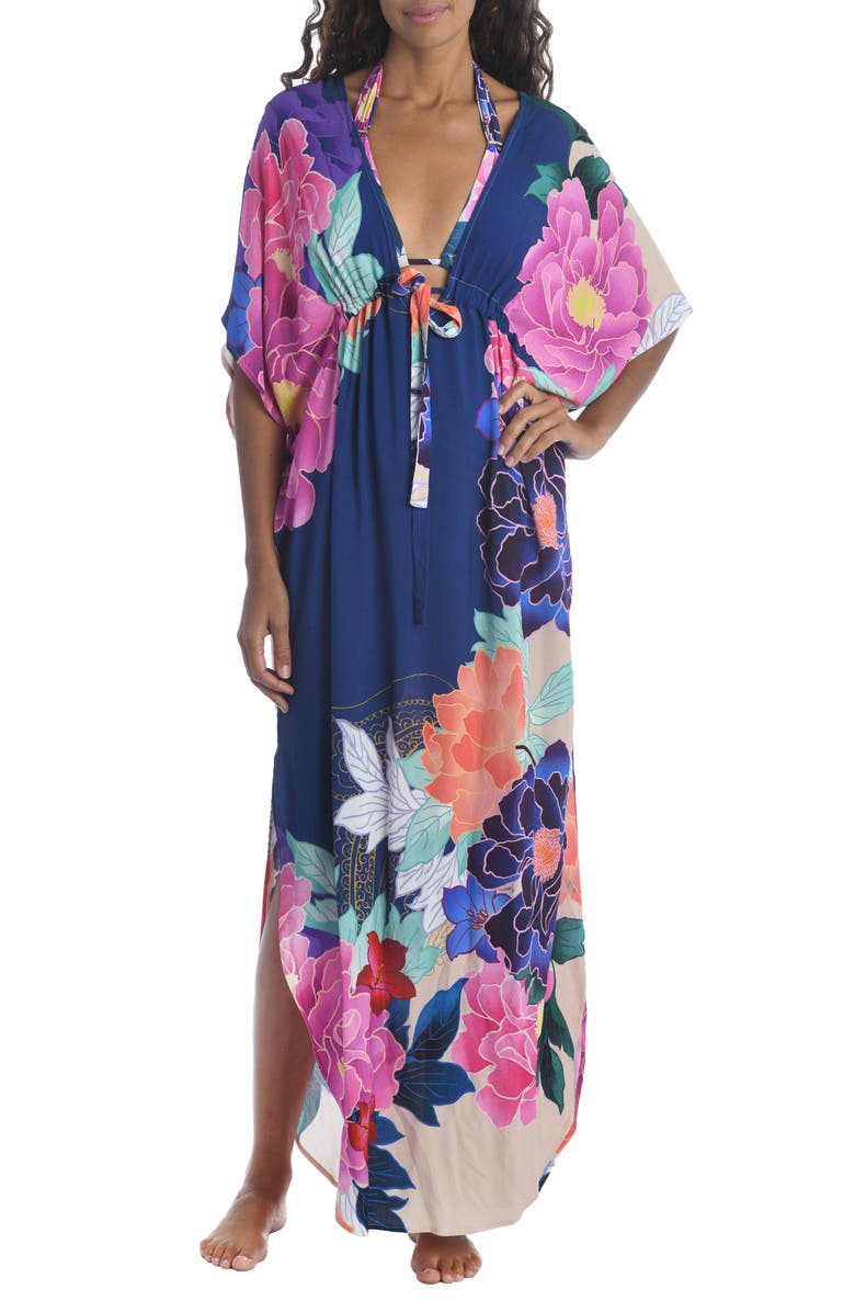 Trina Turk Opulent Oasis Caftan Reversible Cover-Up, Main, color,