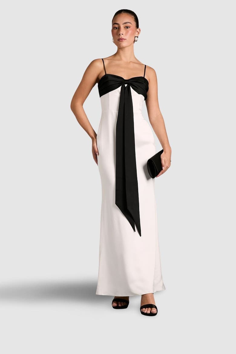 Monochrome Bow Detail Maxi Dress, Main, color, White