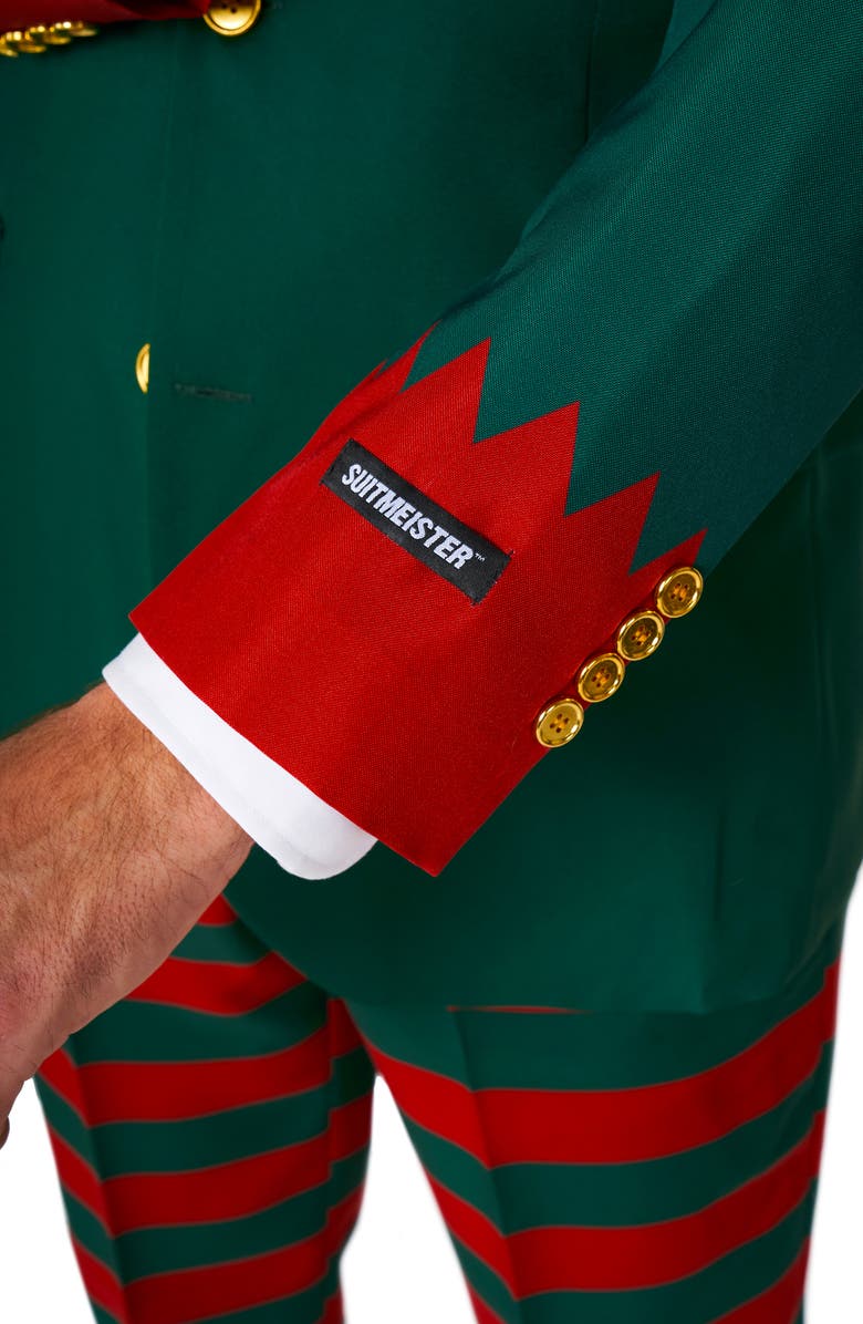 OppoSuits Santa's Elf Trim Fit Suit, Tie & Hat Set, Alternate, color,