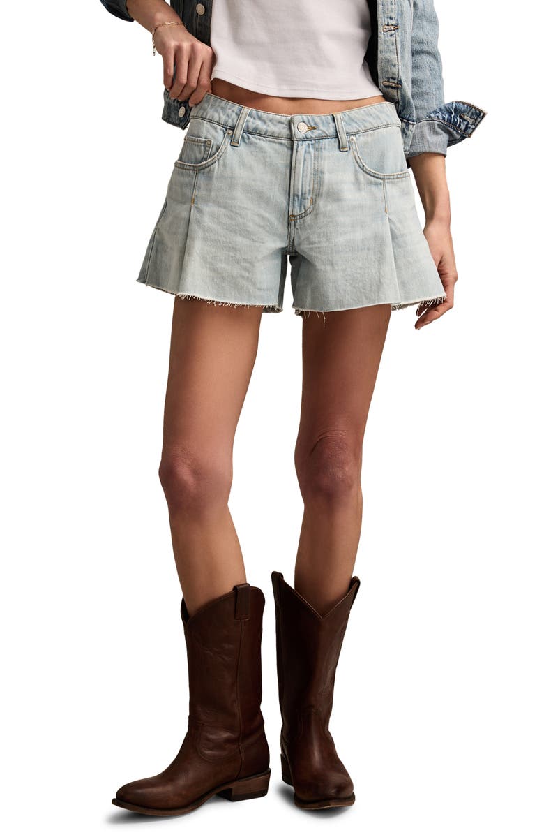 Lucky Brand Raw Hem Low Rise A-Line Denim Shorts, Main, color, Coastal Breeze Wash