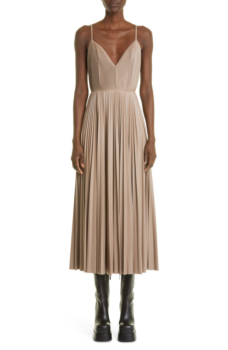 Altuzarra Maggiore Pleated Faux Leather Dress, Alternate, color, Black