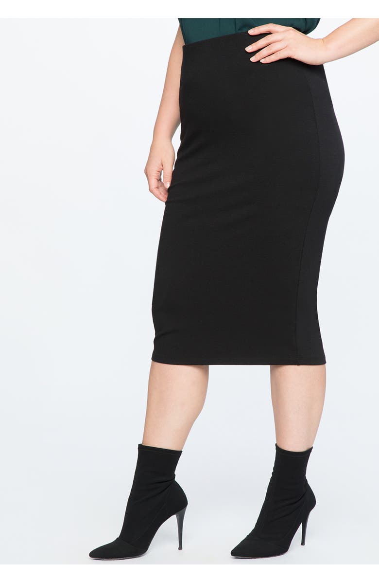 ELOQUII Knit Column Skirt, Alternate, color, Black
