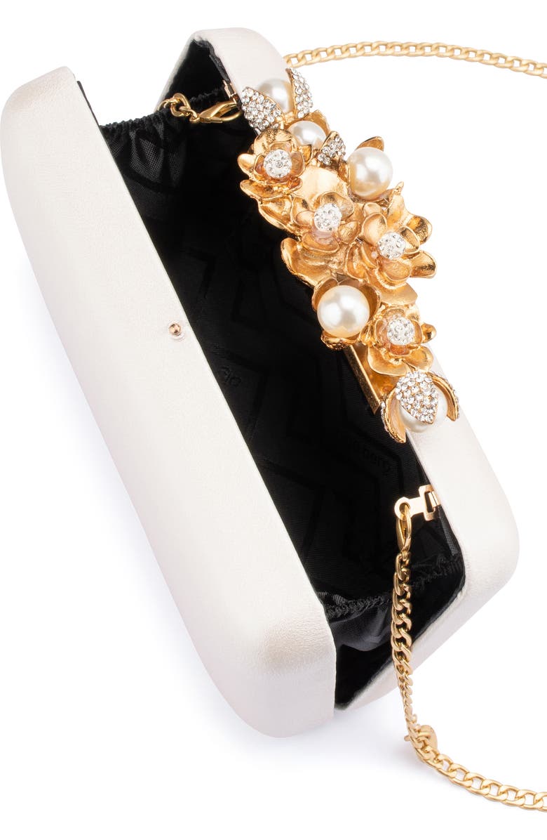 Olga Berg Gabriel Embellished Frame Clutch, Alternate, color, White