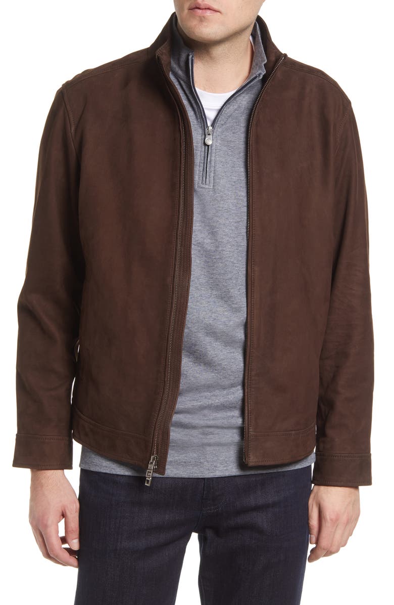 Peter Millar Men's Nubuck Leather Bomber Jacket, Main, color, 