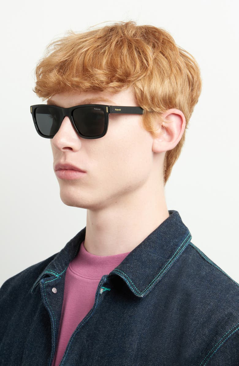 Polaroid 54mm Polarized Square Sunglasse, Alternate, color, Black/ Grey Polarized