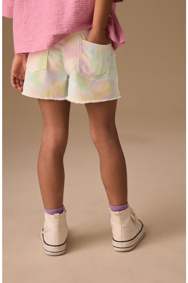 Tie Dye Denim Shorts, Alternate, color, YELLOW MULTI