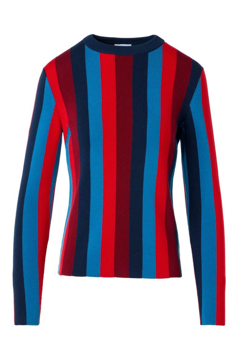 Vertical Stripe Virgin Wool Sweater, Main, color, DARK-BLUE MULTI