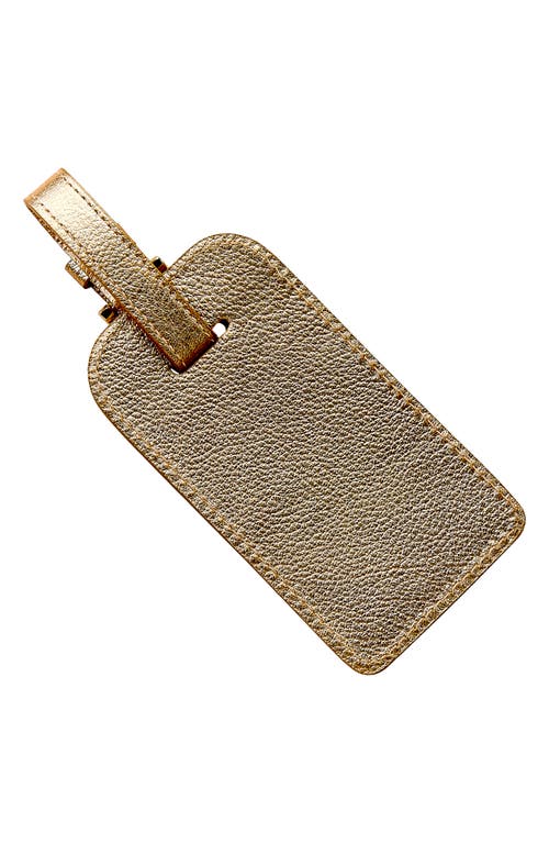Graphic Image Leather Luggage Tag In Gold