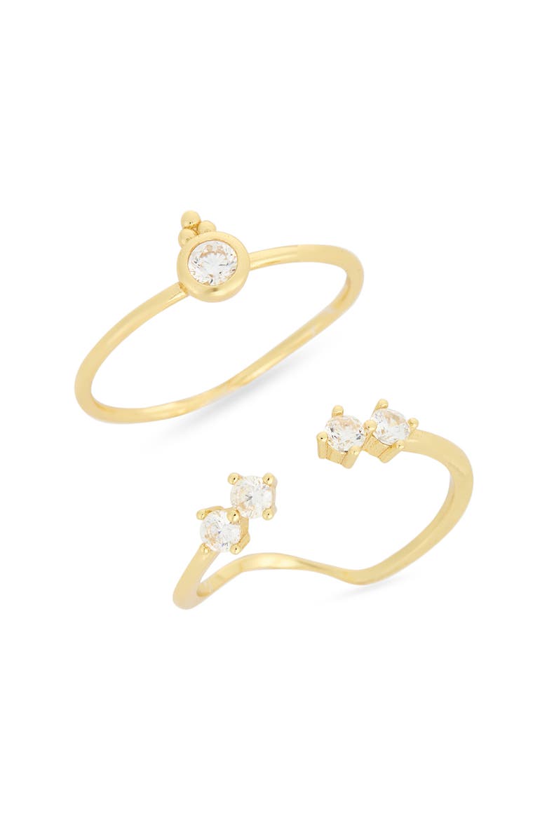 Cubic Zirconia Set of 2 Assorted Stacking Rings, Main, color, GOLD