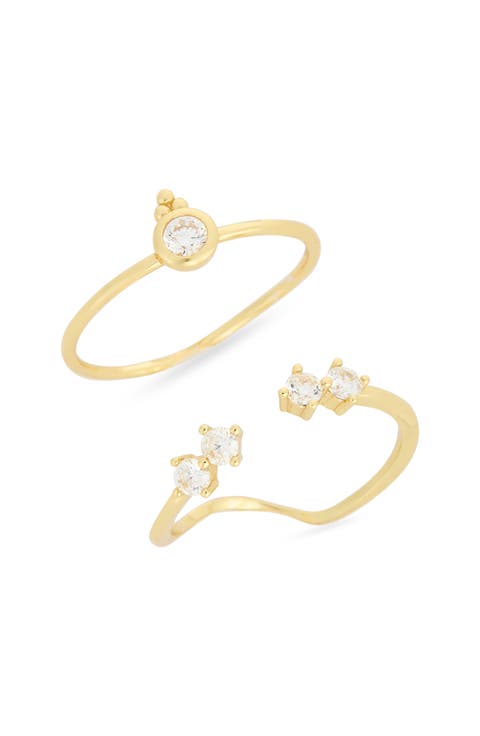 Cubic Zirconia Set of 2 Assorted Stacking Rings