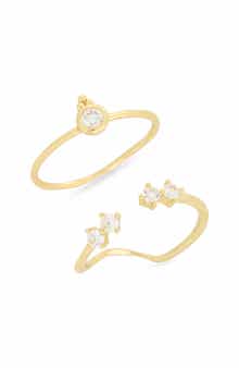 Cubic Zirconia Set of 2 Assorted Stacking Rings