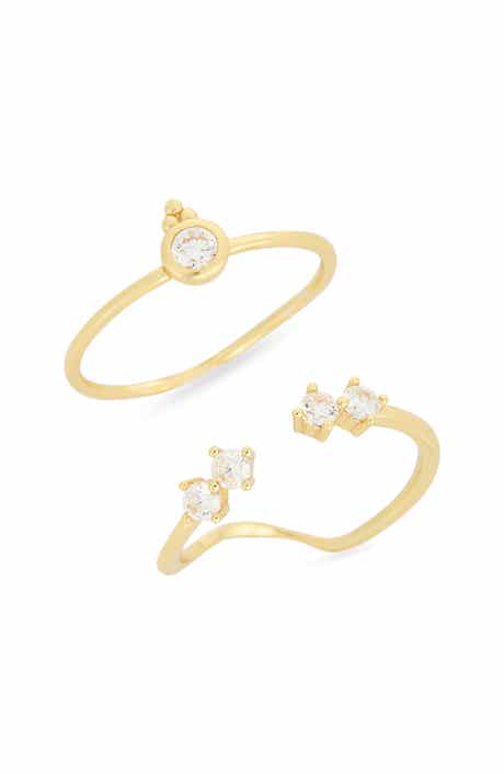Cubic Zirconia Set of 2 Assorted Stacking Rings