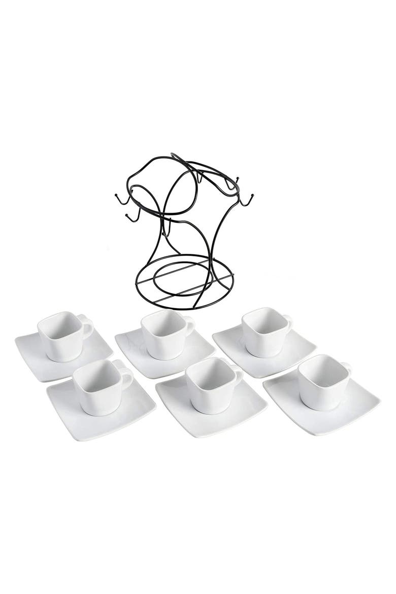 12 Piece 3.25 Ounce Ceramic Espresso Cup and Saucer Set, Alternate, color, White