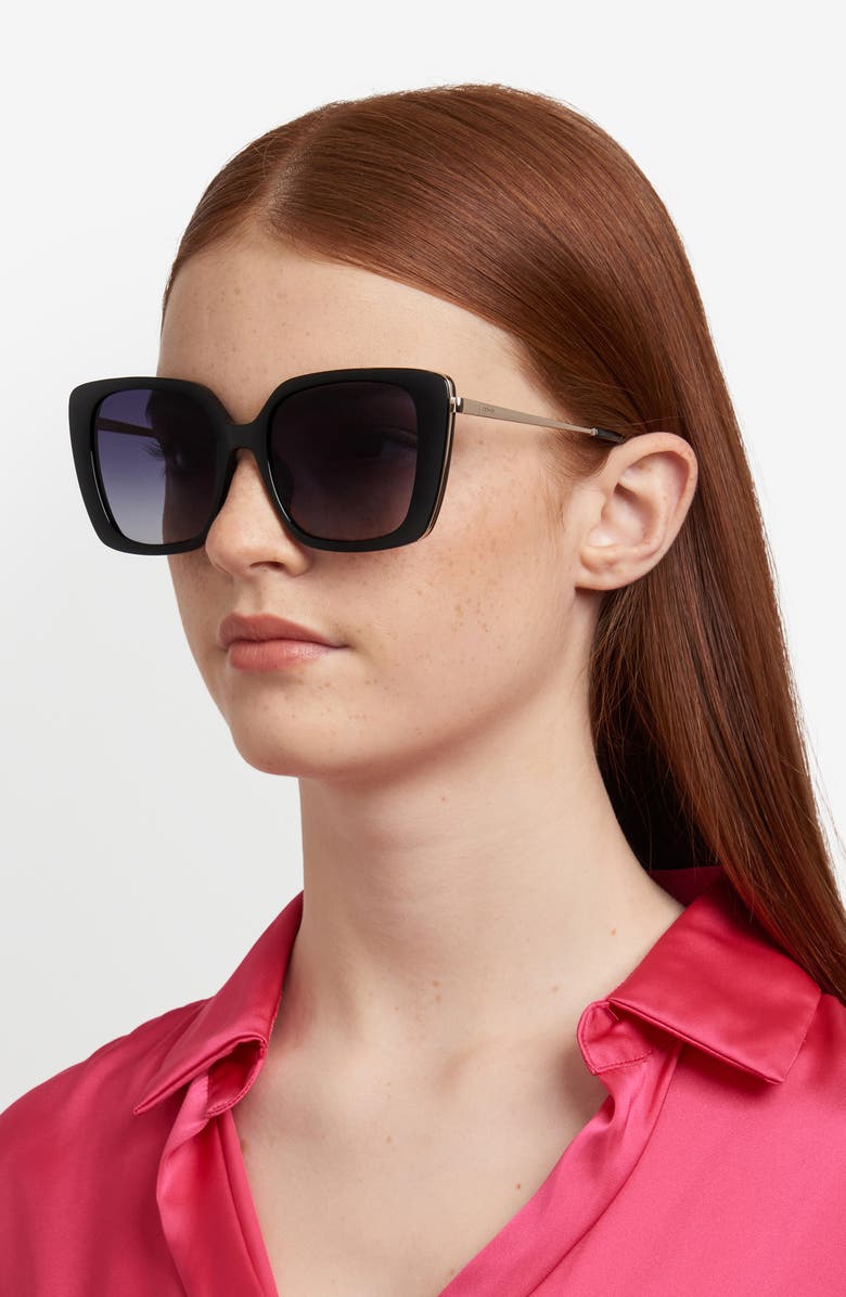 Fossil 54mm Gradient Square Sunglasses, Alternate, color, Black/ Dark Grey Sf