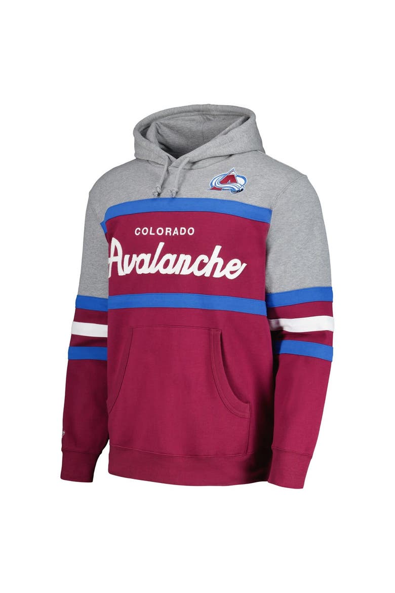 Men's Mitchell & Ness Burgundy/Gray Colorado Avalanche Head Coach Pullover Hoodie, Alternate, color, Burgundy