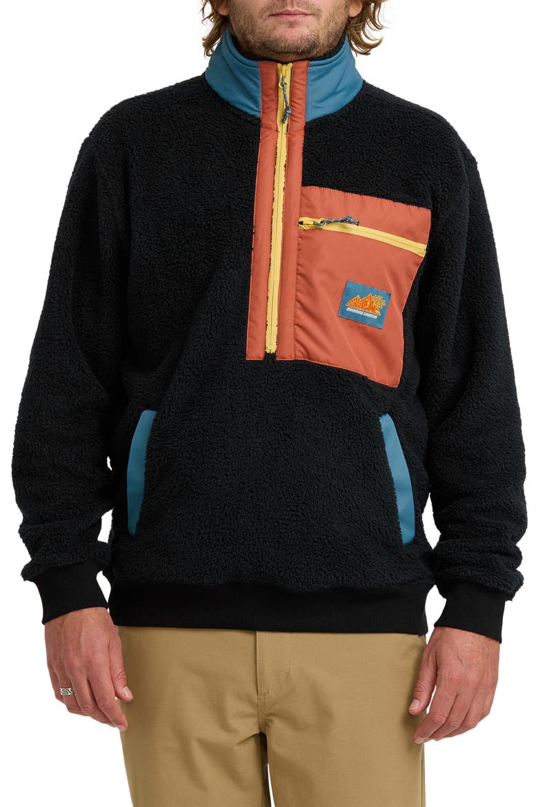 Boundary Peak Colorblock Fleece Zip-Up Jacket, Main, color, BLACK