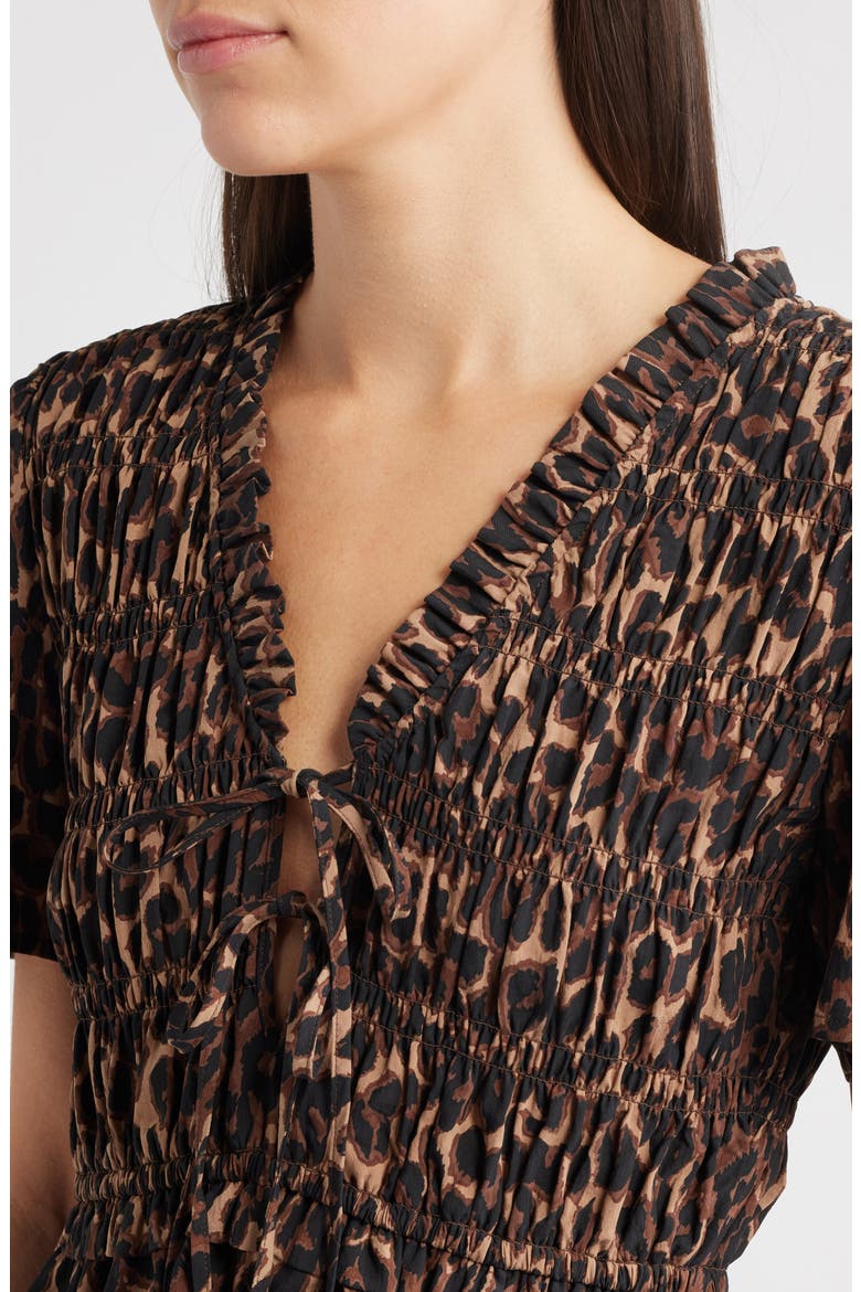 Portia Shirred Top, Alternate, color, BROWN NALA