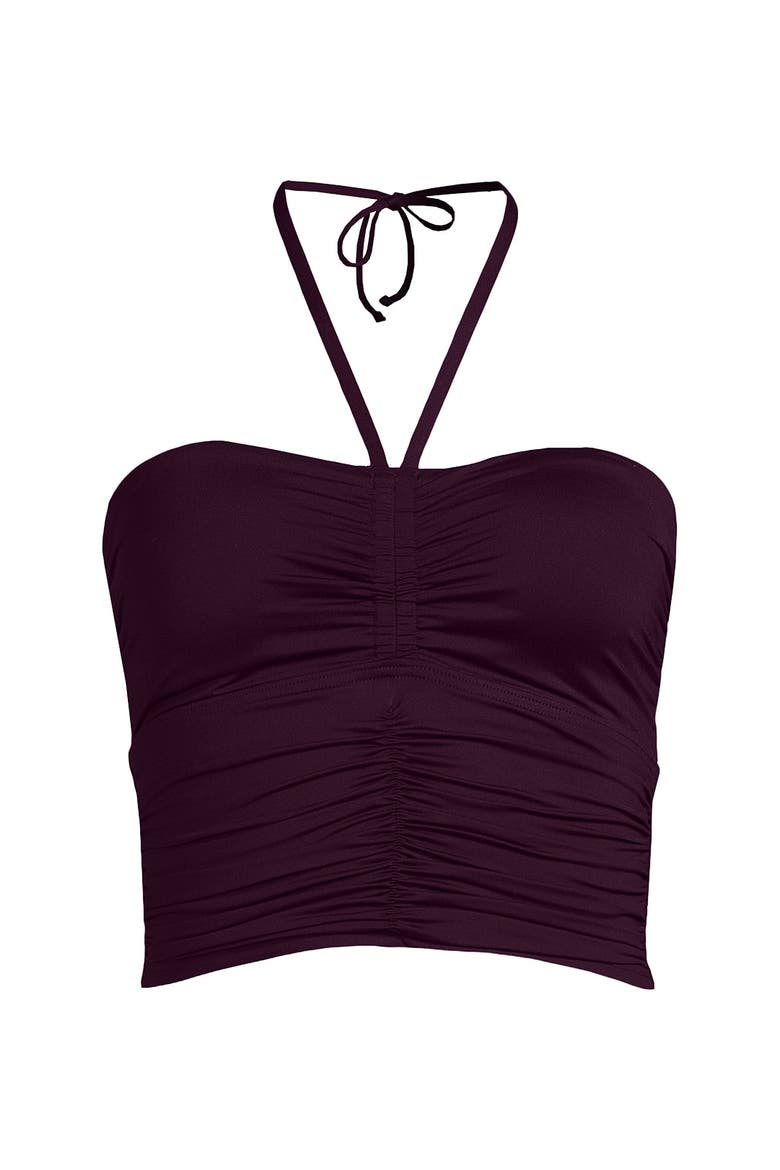 Womens Ruched Halter Tankini Top, Alternate, color, Dark Wine