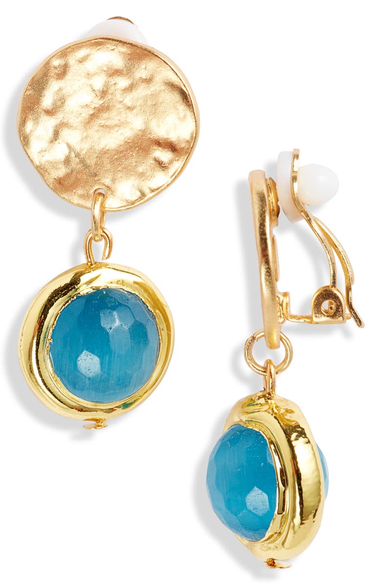 Karine Sultan Crystal Clip-On Drop Earrings, Main, color, Gold
