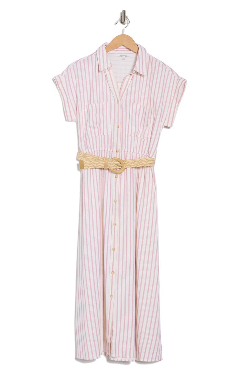 ZOE AND CLAIRE Striped Belted Shirtdress, Alternate, color, Mauve