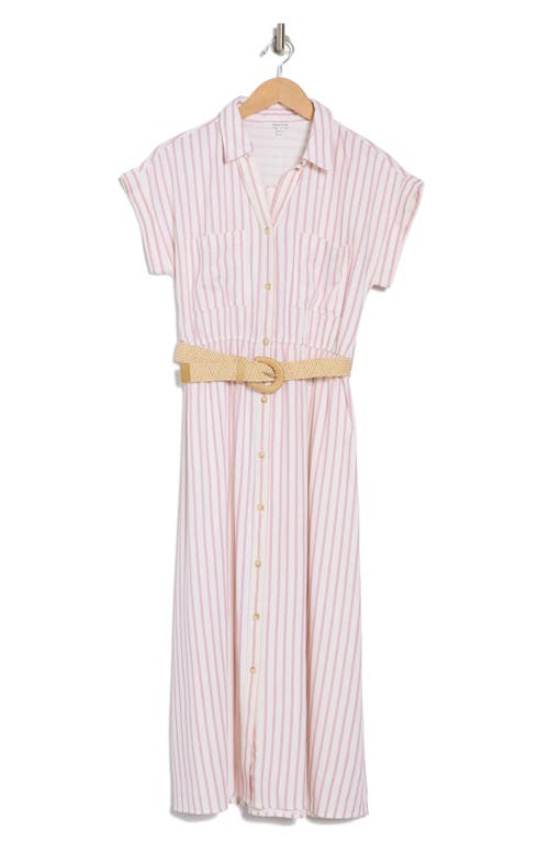 Zoe And Claire Striped Belted Shirtdress