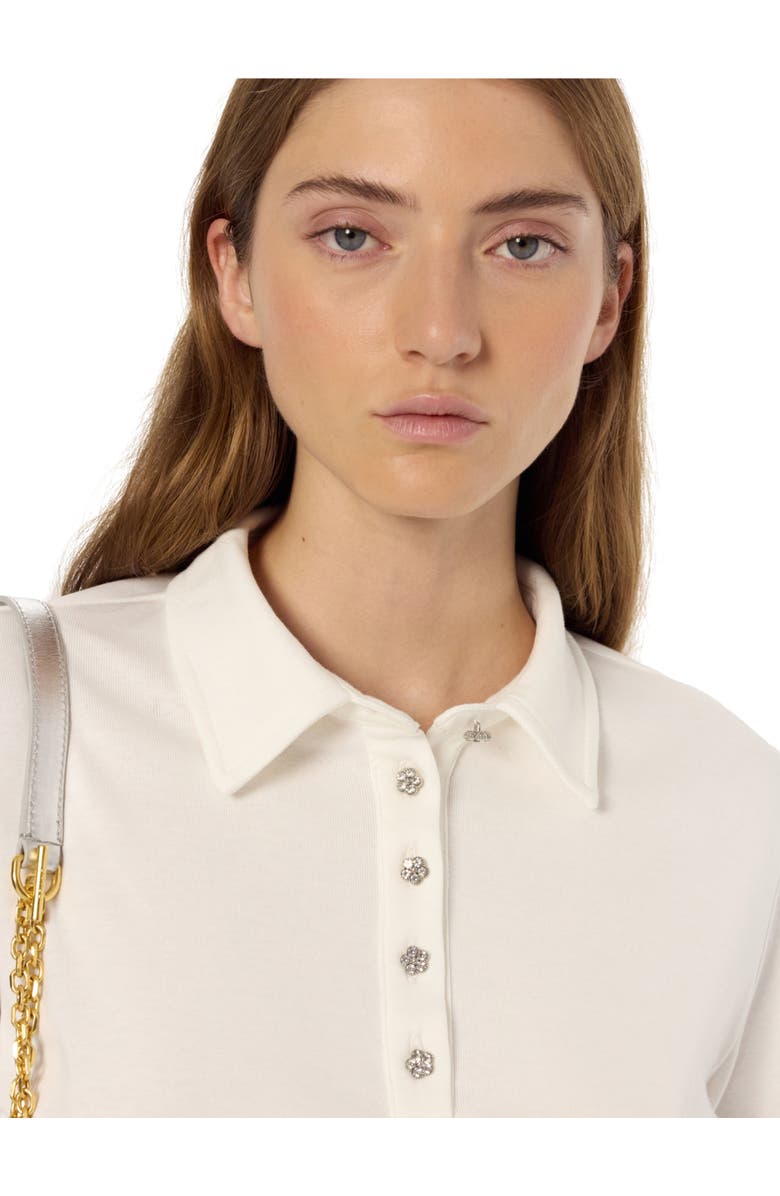 GERARD DAREL Hania Rhinestone Button Polo Shirt, Alternate, color, Ecru