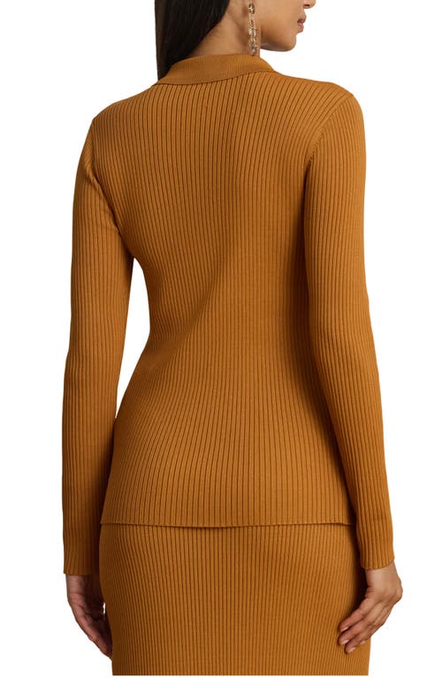 Ralph Lauren Womens Rib Knit Long Sleeve Polo Cardigan Sweater Xs 3x In Brown