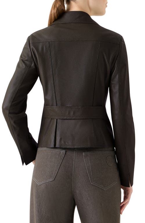 Akris Punto Pin Dot Lambskin Leather Biker Jacket In Brown