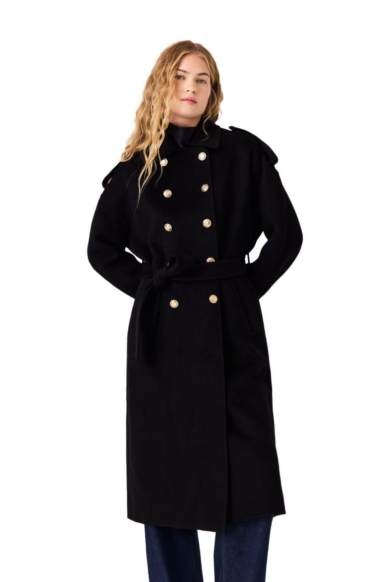 Long double-faced coat, Alternate, color, Black
