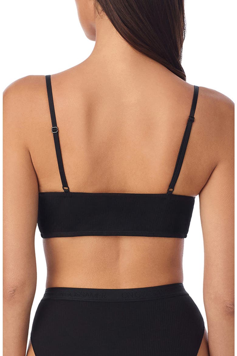 Cabana Cotton Blend Rib Longline Triangle Bralette, Alternate, color, BLACK