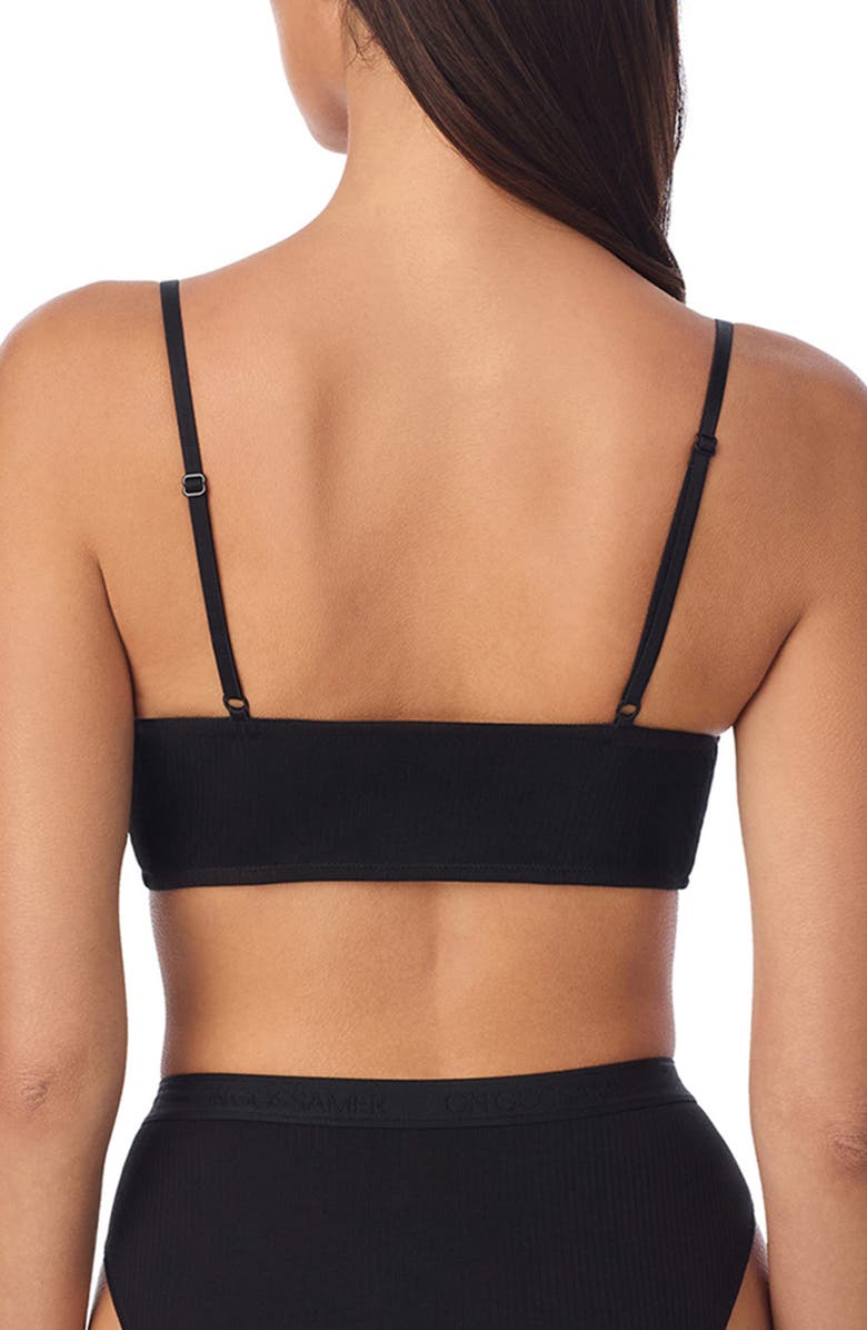 On Gossamer Cabana Cotton Blend Rib Longline Triangle Bralette, Alternate, color, Black